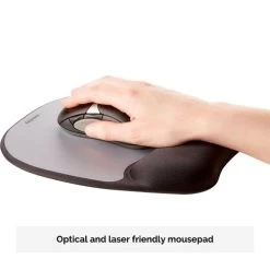 Fellowes Memory Mouse Pad With Wristrest Black/Silver 9175801 -Office Supply Store 91758 memoryfoam mousepad silver optical
