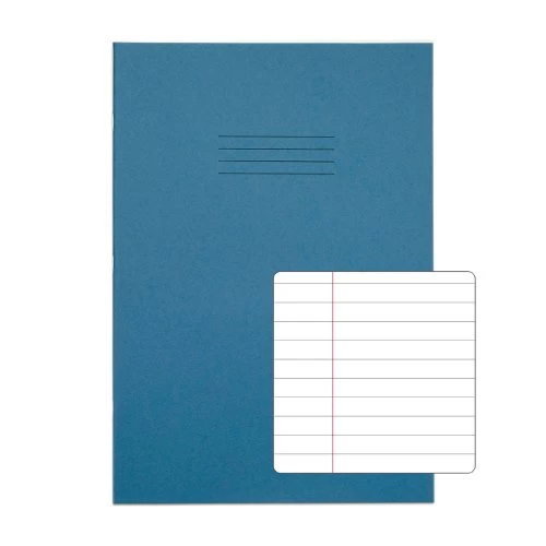 RHINO A4 Exercise Book 64 Pages / 32 Leaf Light Blue 8mm Lined With Margin (Pack Of 50)