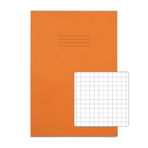 RHINO A4 Exercise Book 64 Pages / 32 Leaf Orange 7mm Squared (Pack Of 50)