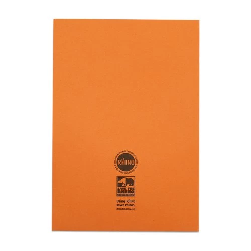 RHINO A4 Exercise Book 64 Pages / 32 Leaf Orange 7mm Squared (Pack Of 50) - Image 3