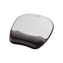 Fellowes Memory Mouse Pad With Wristrest Black/Silver 9175801